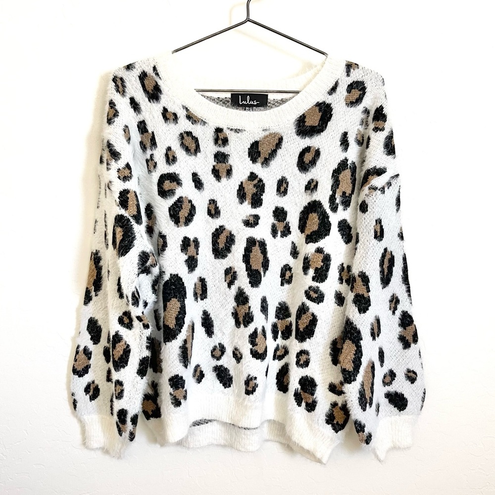 •SOLD• Lulus Fuzzy Animal Print Sweater Leopard Cheetah M/L Medium Large